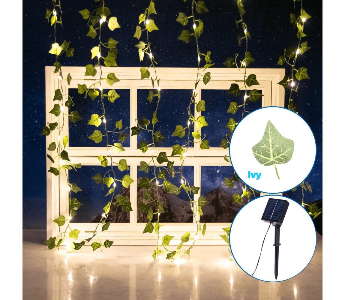 Aigostar - LED Łańcuch solarny 70xLED/4x1m IP65 ciepła biel bluszcz
