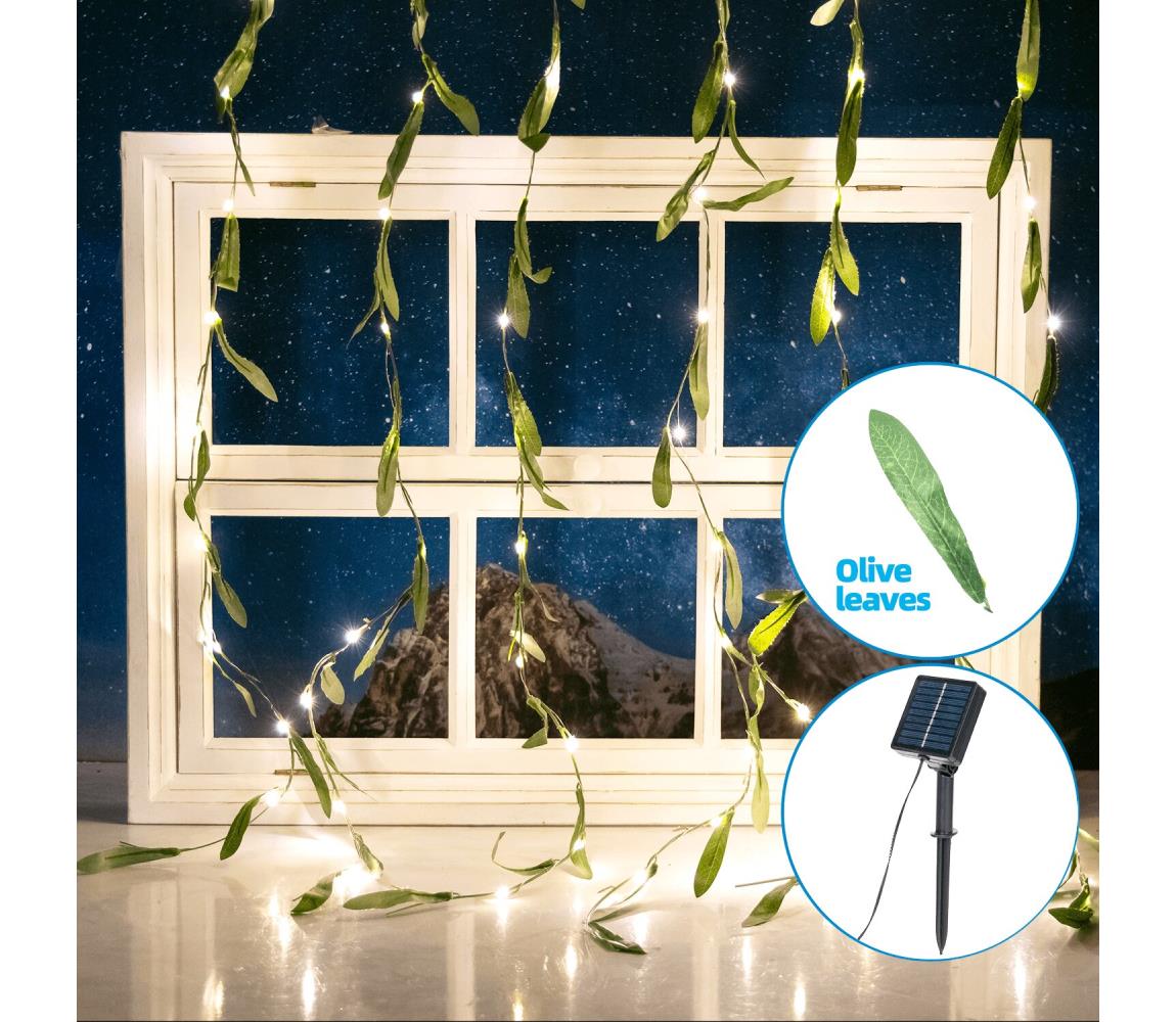 Aigostar - LED Łańcuch solarny 70xLED/4x1m IP65 ciepła biel oliwkowy