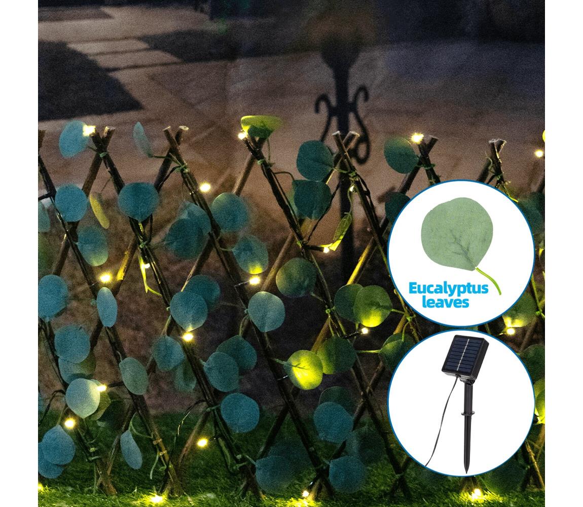 Aigostar - LED Łańcuch solarny 56xLED/2x0,4m IP65 ciepła biel eukaliptus