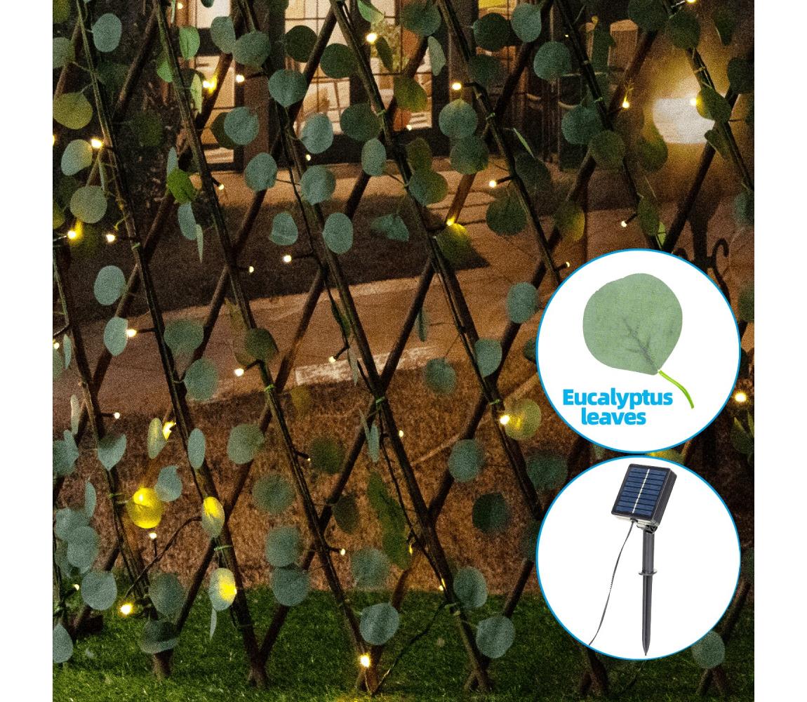 Aigostar - LED Łańcuch solarny 148xLED/2x1,2m IP65 ciepła biel eukaliptus