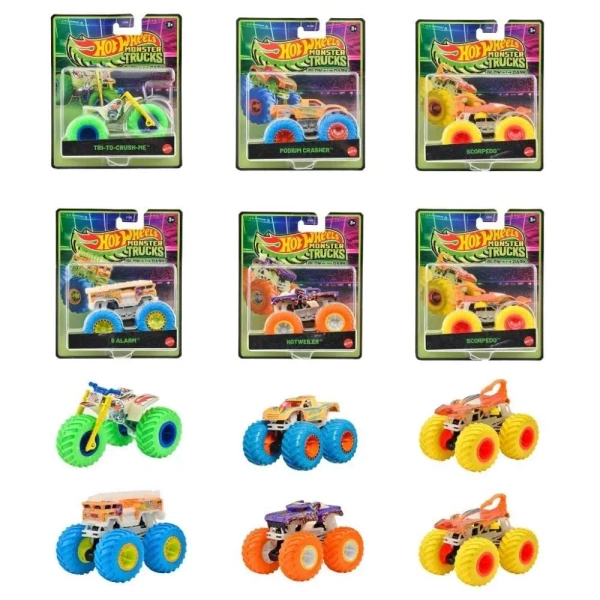 Hot Wheels Monster Trucks świecący w ciemności mix - Mattel