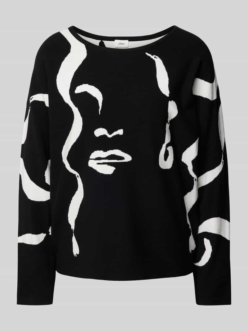 Sweter o kroju relaxed fit w jakości żakardu z rękawami nietoperzami