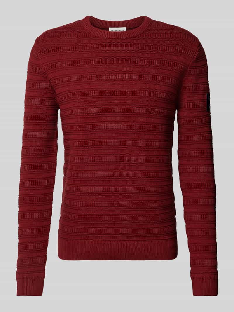 Sweter z dzianiny o kroju regular fit z czystej bawełny z dzianinowym wzorem