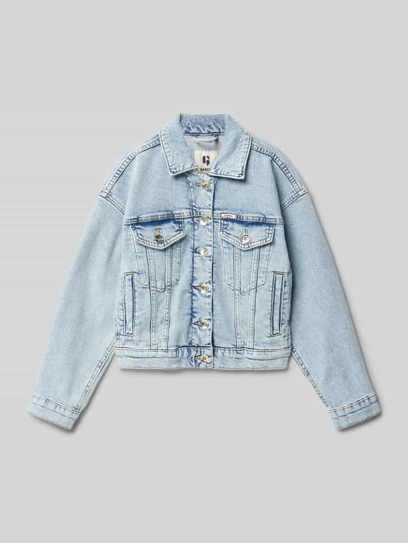 Kurtka jeansowa z wykładanym kołnierzem i listwą guzikową