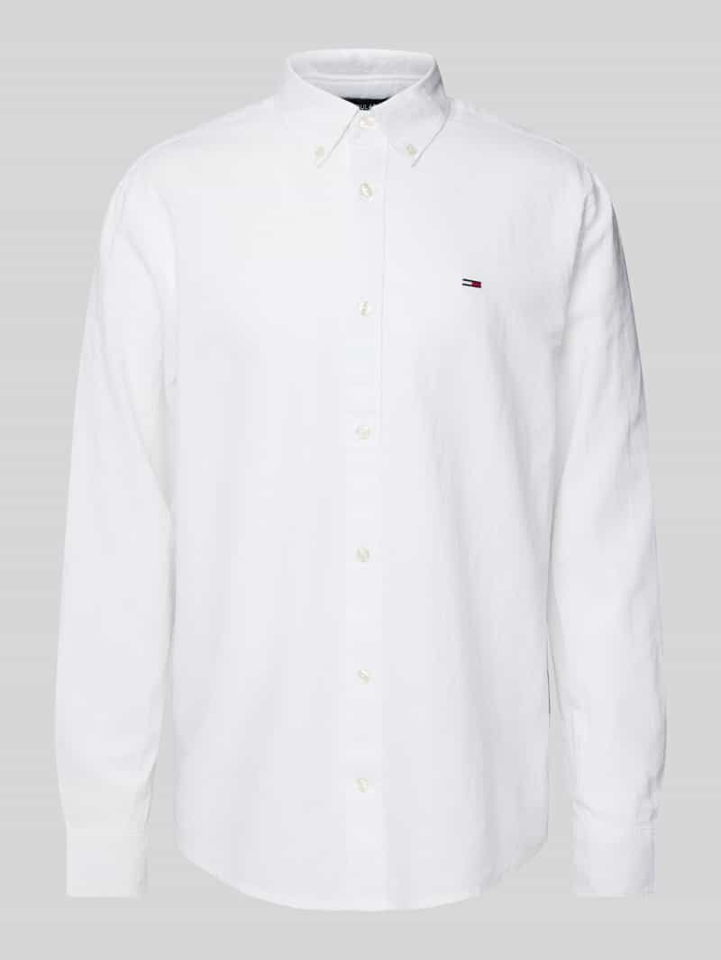 Koszula casualowa o kroju regular fit z mieszanki bawełny i lnu z kołnierzykiem typu button down