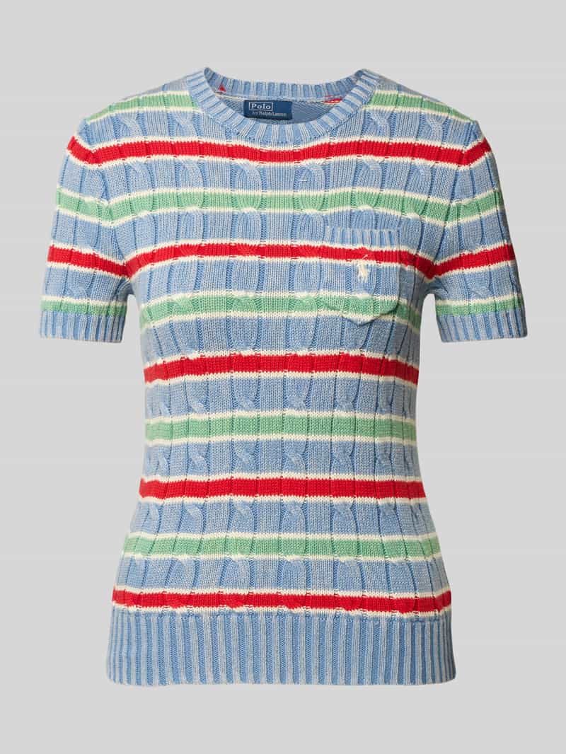 Sweter z dzianiny z kieszenią na piersi