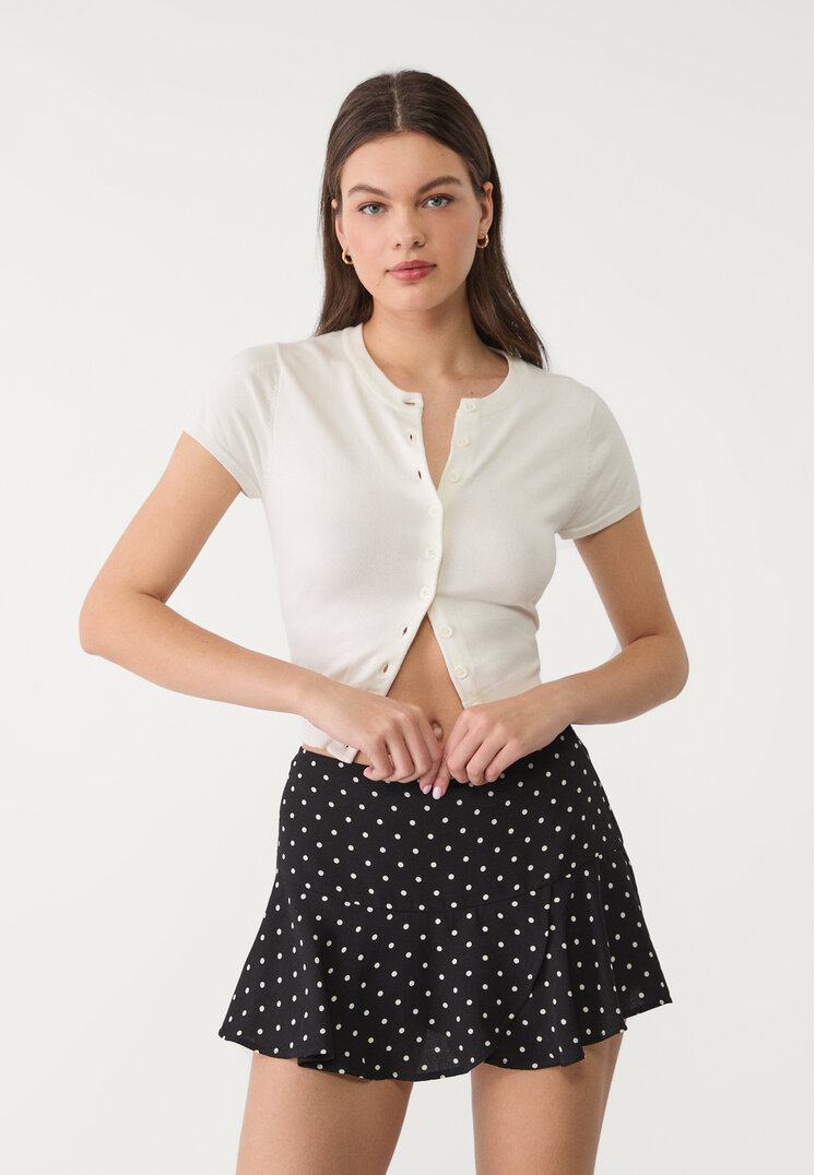 Stradivarius Luźne spódnicospodenki z falbanami Czarny XL
