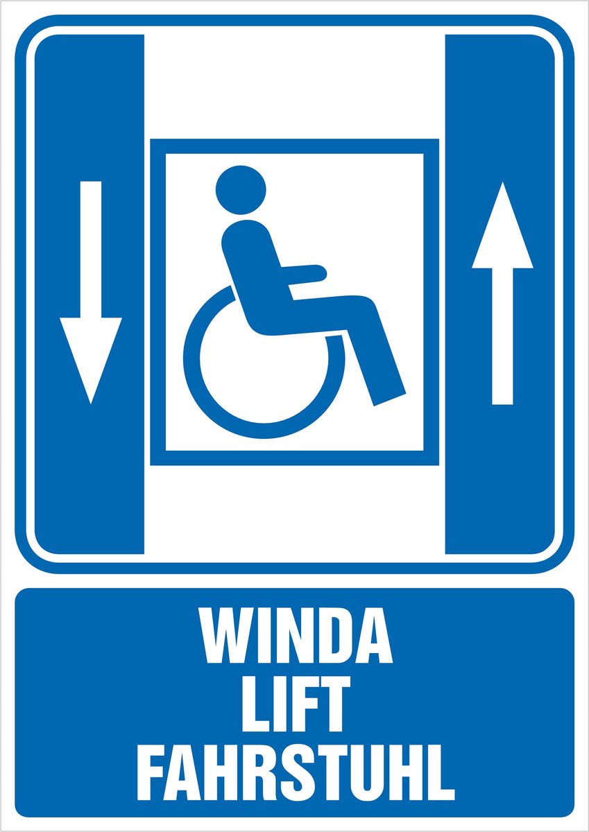 Tabliczka: Winda / Lift / Fahrstuhl 30x42cm PCV 3mm (PL/ENG/DE)