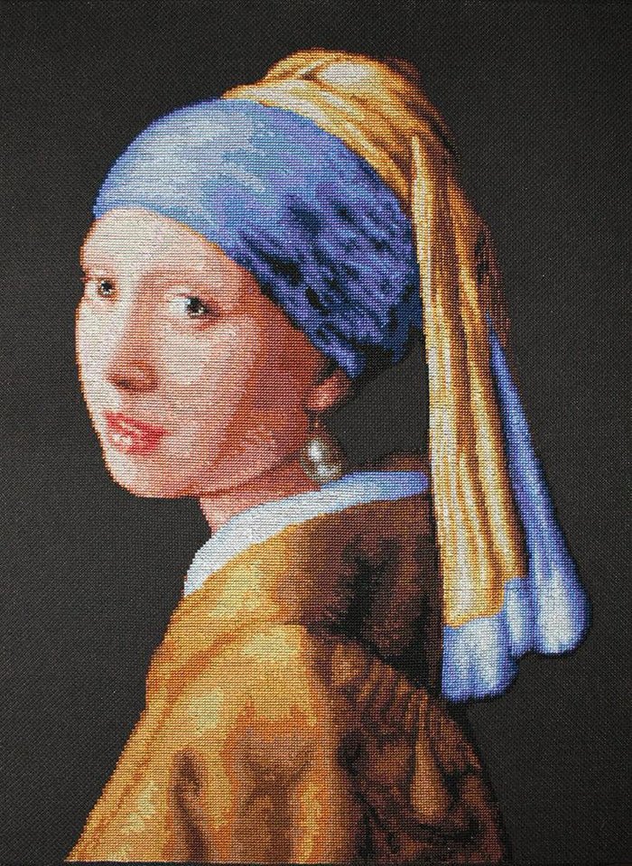 Zestaw do haftu krzyżykowego Dziewczyna z perłą B467 LUCA-S 27x41cm +mulina