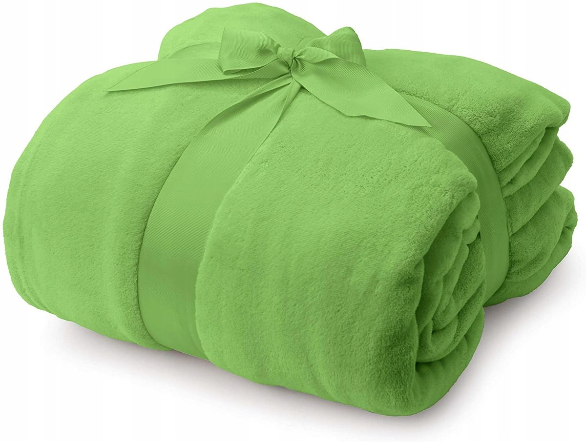 Koc z rękawami szlafrok 180x150cm z mikrofibry na chłodne wieczory limonka