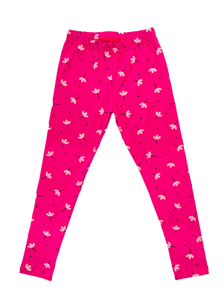 Dziewczęce legginsy z nadrukiem kwiatków fuksja Tup Tup