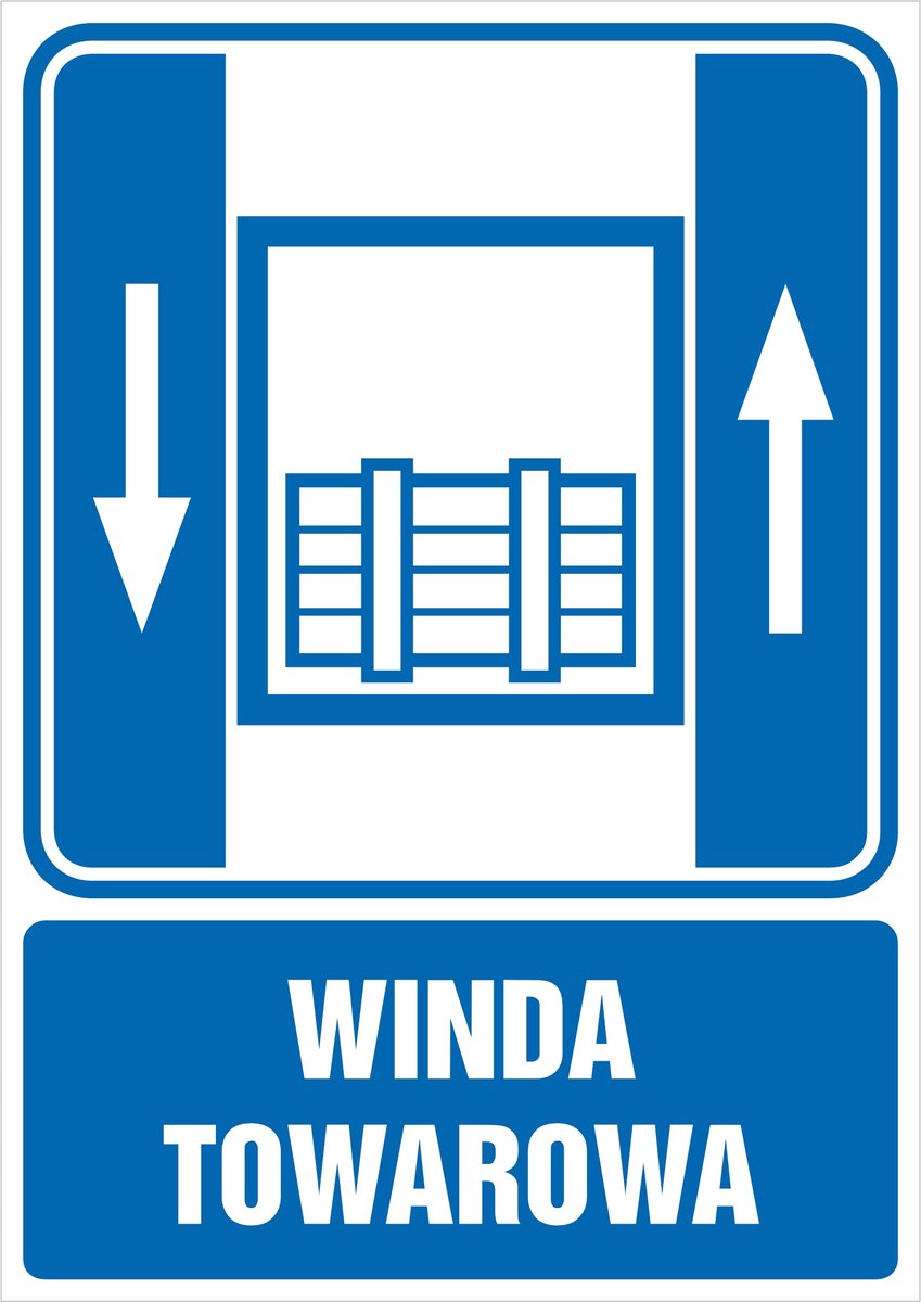 Tabliczka: Winda towarowa 30x42cm PCV 3mm