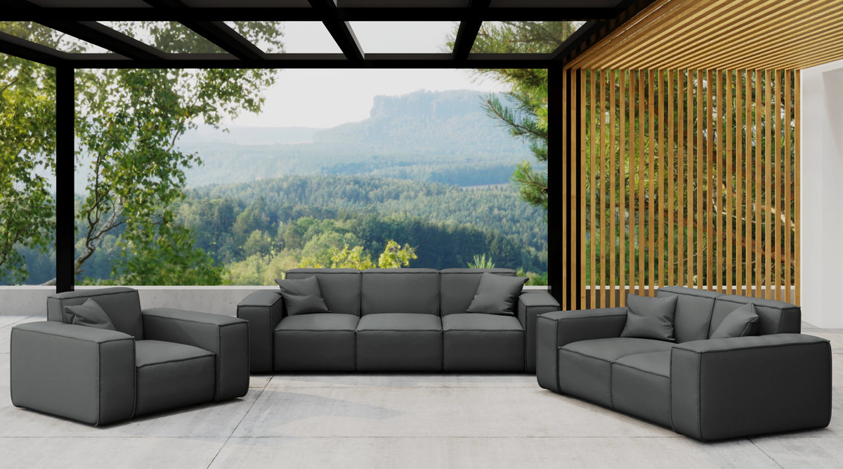 Zestaw ogrodowy MALIBU na taras 3+2+1, tkanina Odyssey, Antracyt