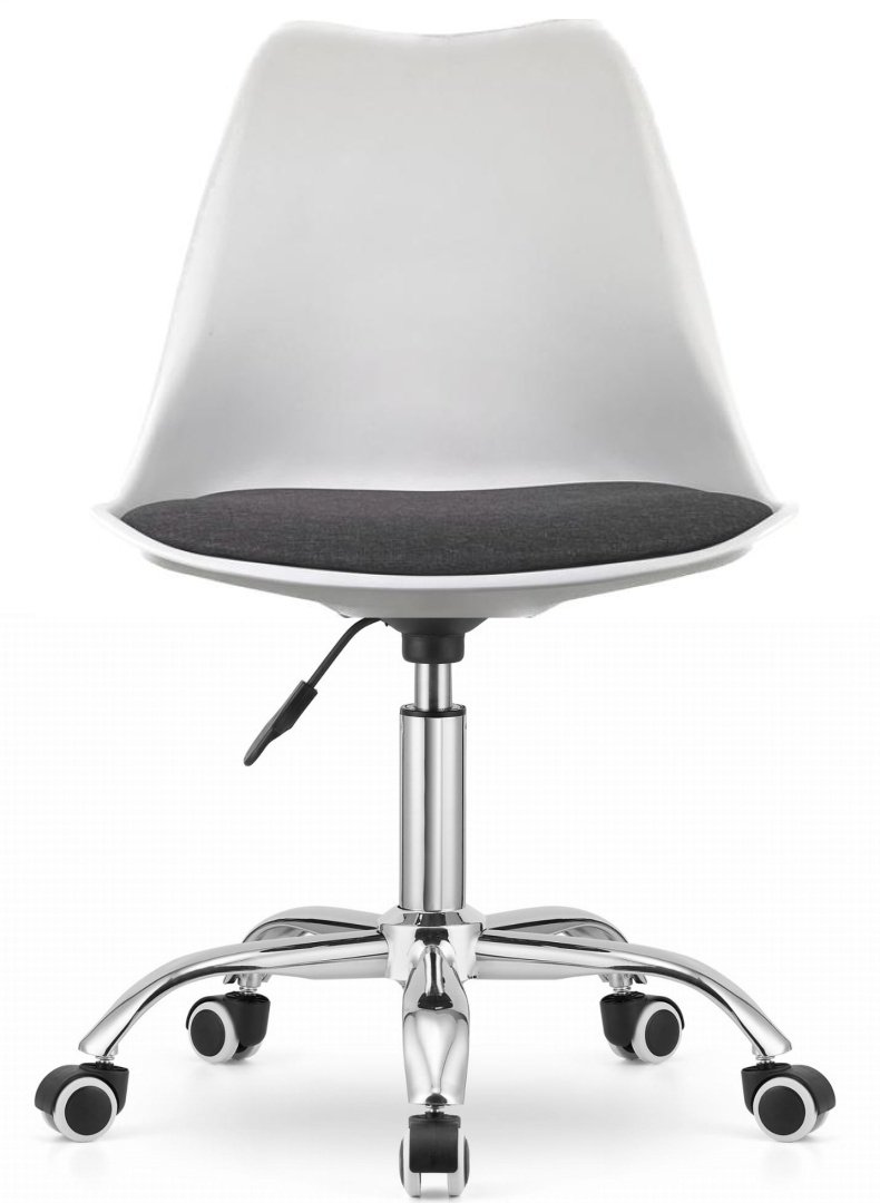 Krzesło obrotowe plstikowe poduszka MONZA OFFICE WHITE + GREY FABRIC II