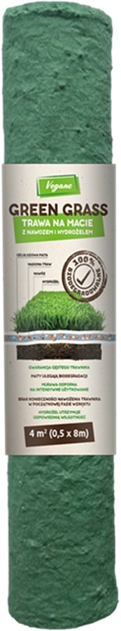 GreenGrass - Trawa Na Macie ��� z Nawozem i Hydro��elem Trawy Vegano 0,5 x 8 m