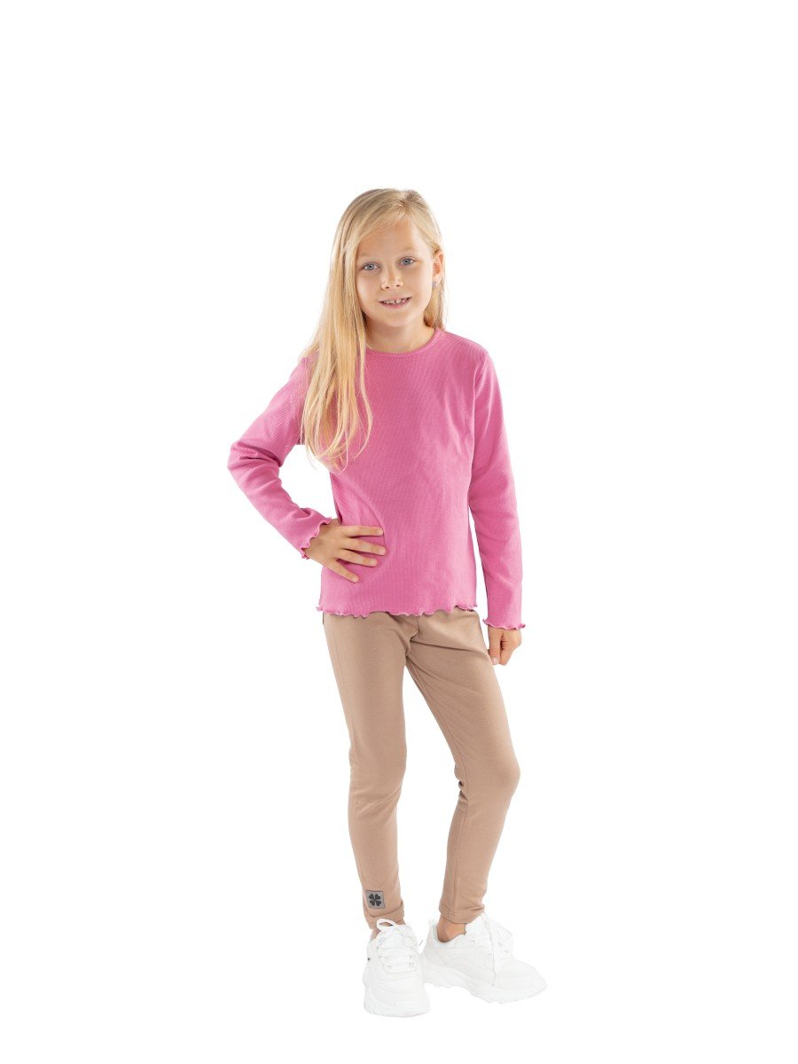 Dziewczęca bluzka w prążek z długim rękawem ciemnoróżowa Tup Tup