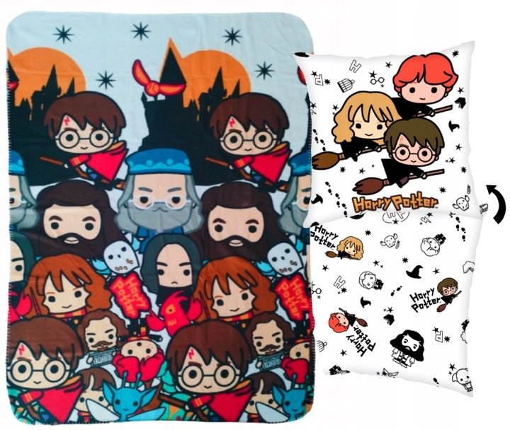 HARRY POTTER Koc polarowy Pled + Poduszka jasiek Chibi Do Przedszkola Ron