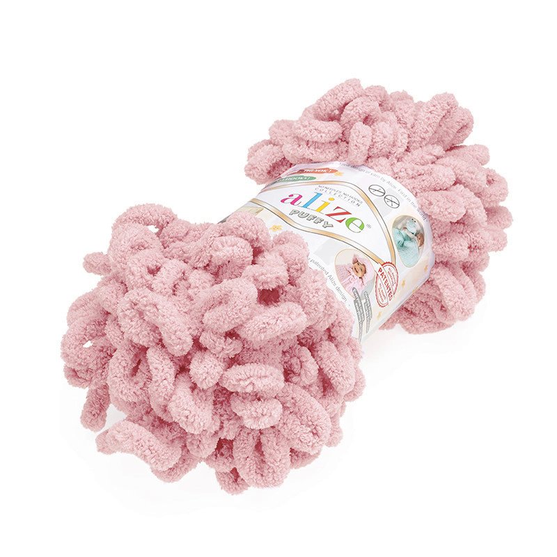Włóczka dziecięca Alize Puffy nr 161 pudrowy róż na kocyki duże pętelki 9m