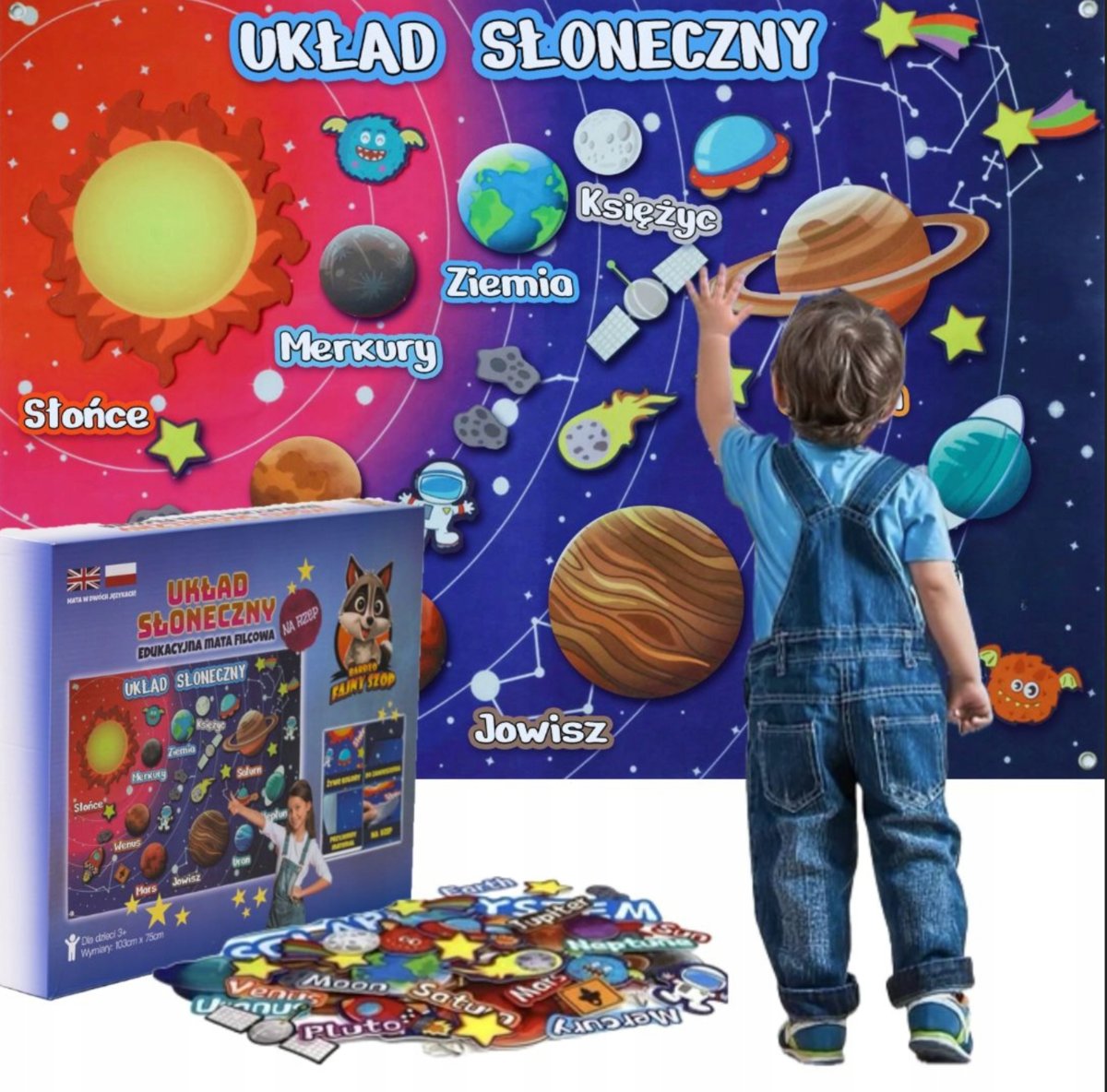 EDUKACYJNA MATA TABLICA FILCOWA NA RZEP DLA DZIECI KOSMOS UKŁAD SŁONECZNY