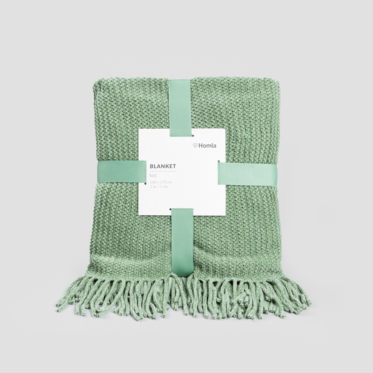 HOMLA Koc CHENILLE szenilowy pistacjowy 130x170 cm