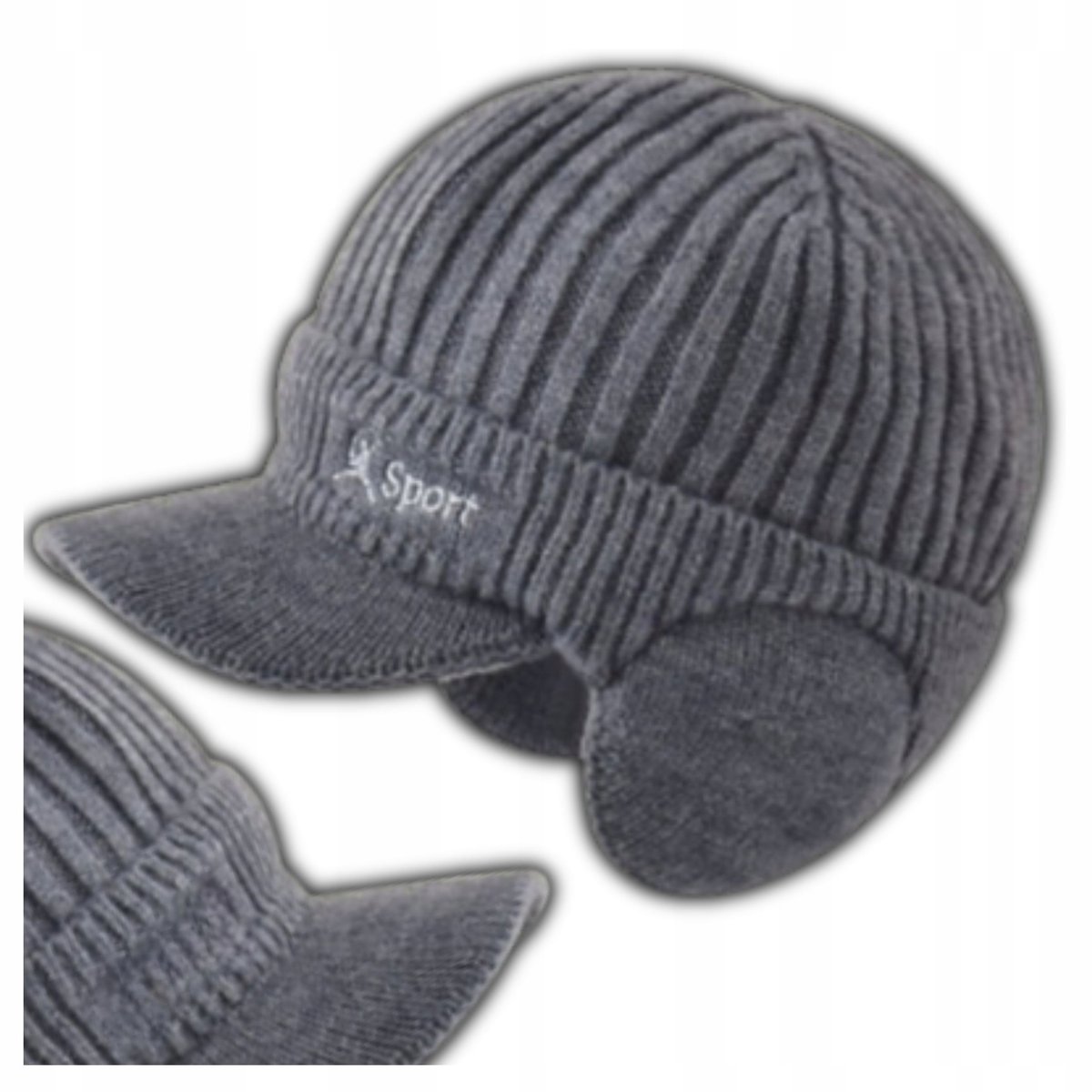 Ciepła Czapka Zimowa Z Daszkiem I Nausznikami Uszatka Ocieplana Na Zimę