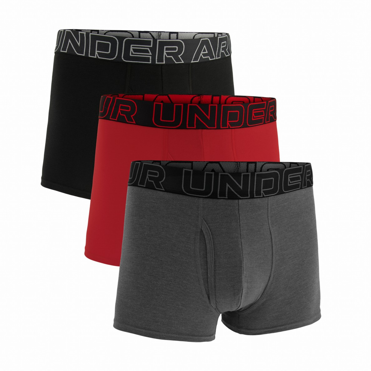 Męskie bokserki Under Armour M UA Perf Cotton 3in Rozmiar: XXL / Kolor: szary/czerwony