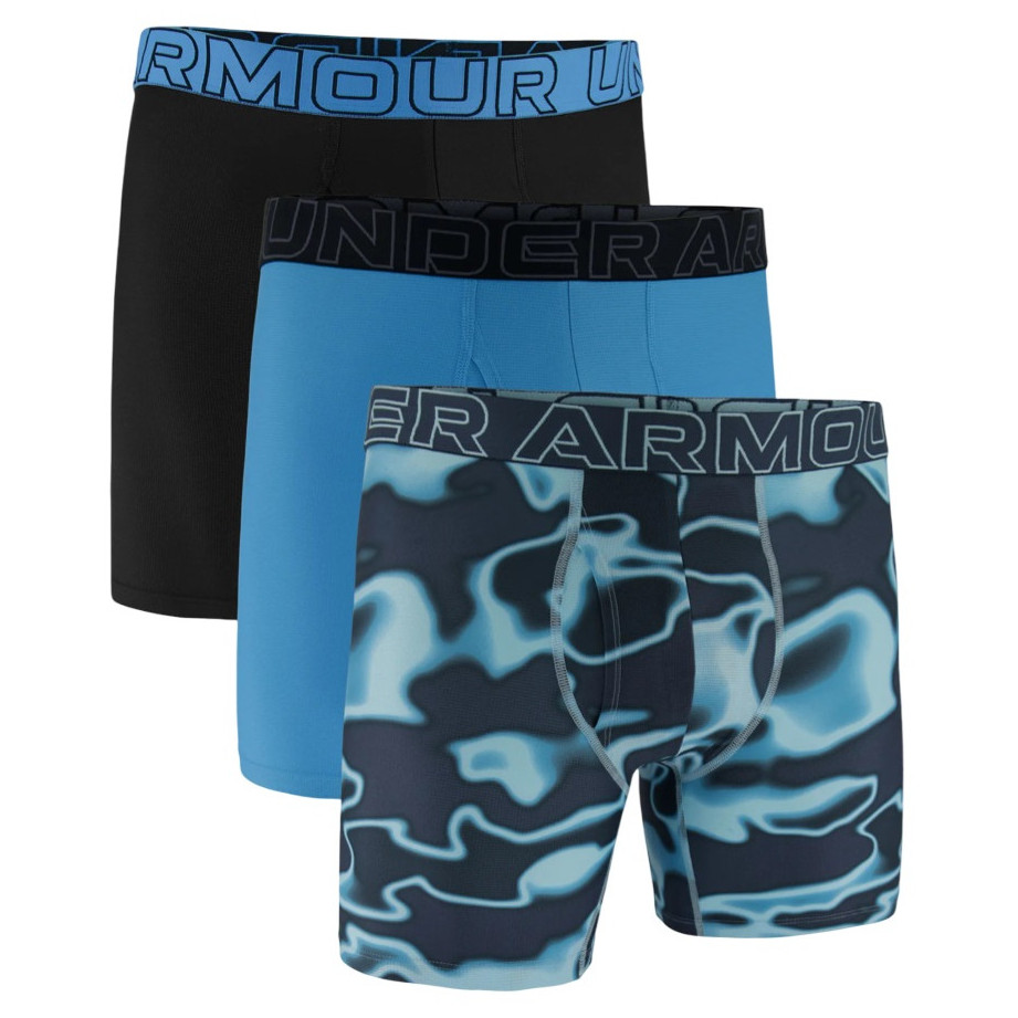 Męskie bokserki Under Armour UA Performance Tech Mesh - Novelity 6in 3PK Rozmiar: S / Kolor: niebieski