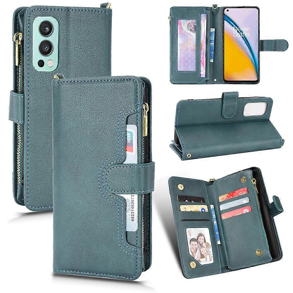 Gangxun Etui na ONEPLUS NORD 2 5G Cover Zipper Magnetyczny portfel Etui na karty PU Skórzane etui z klapką Zielony A