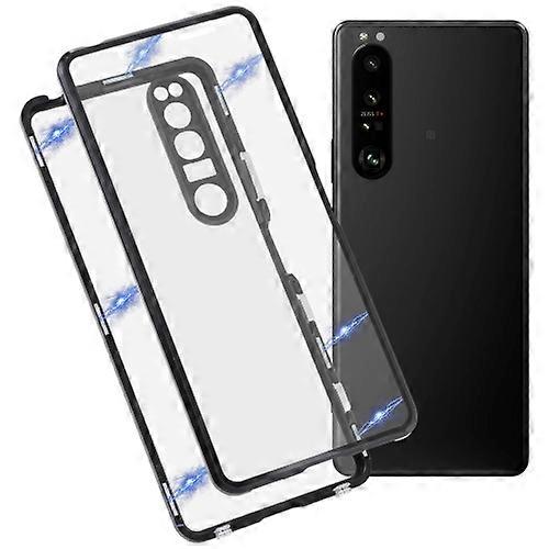Goodcase Do Sony Xperia 1 III HD Magnetyczne metalowe etui na telefon ze szkła hartowanego Czarny