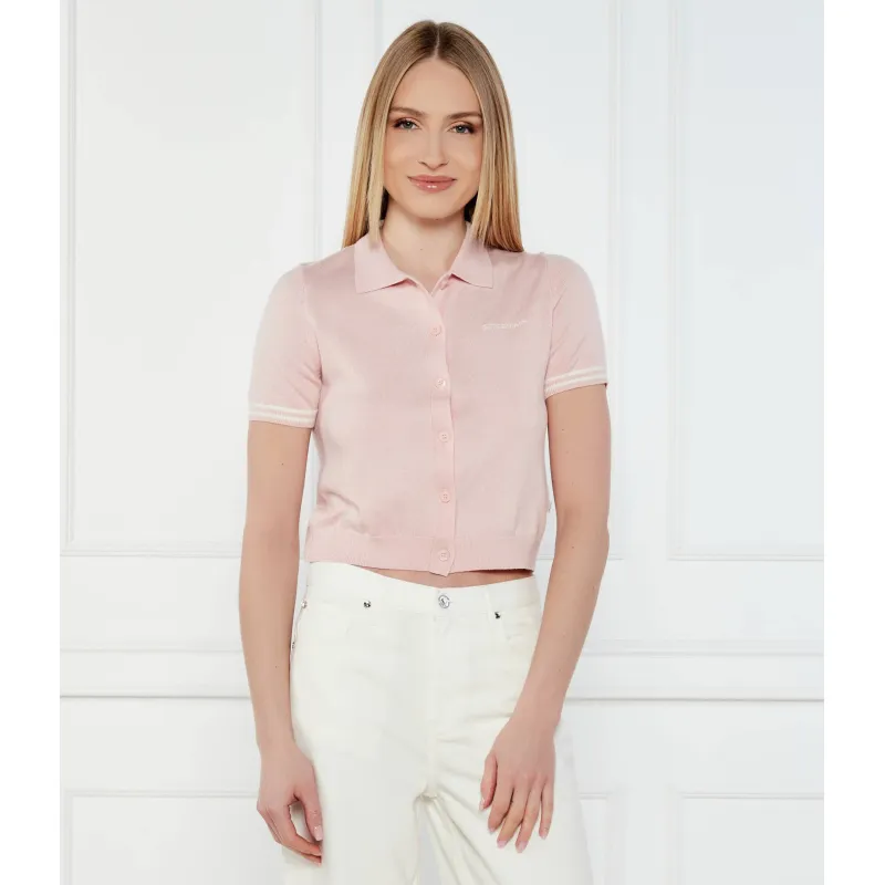 Guess Jeans Polo CARDI Cropped Fit z dodatkiem jedwabiu