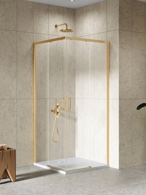 Kabina prysznicowa kwadratowa 90x90 złota szczotkowana D-0782A/D-0783A Prime New Trendy Gold Brushed