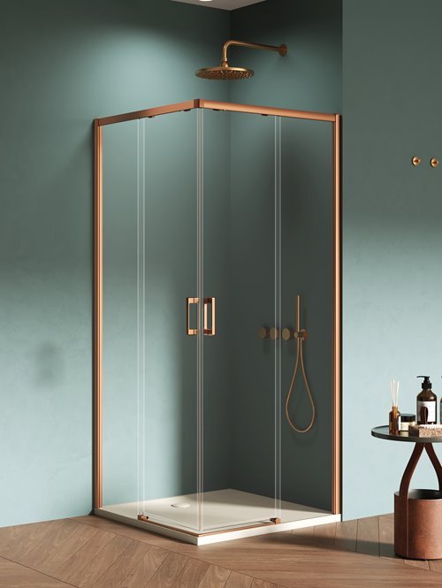 Kabina prysznicowa prostokątna 120x90 miedziana D-0816A/D-0811A Prime New Trendy Copper Brushed