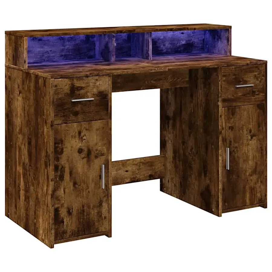 Elior Biurko podświetlane 120 cm przydymiony dąb G1-L81