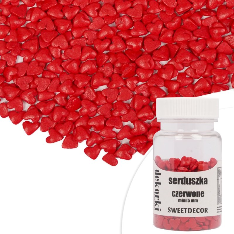 Posypka cukrowa SERDUSZKA CZERWONE mini 5 mm Sweet Decor, 30 g
