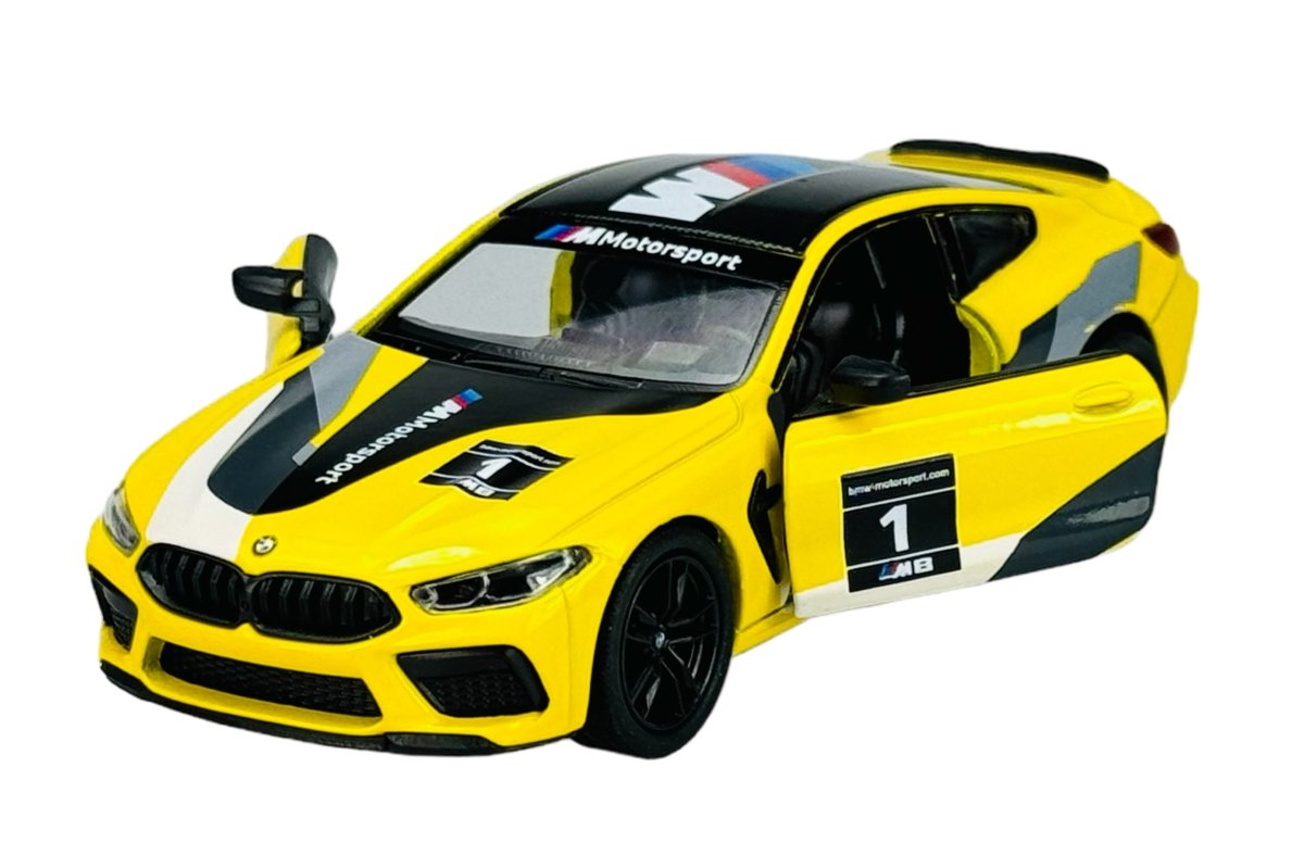 KINSMART BMW M8 COMPETITION COUPE ŻÓŁTY 1:38 BEZ PUDEŁKA KT5425