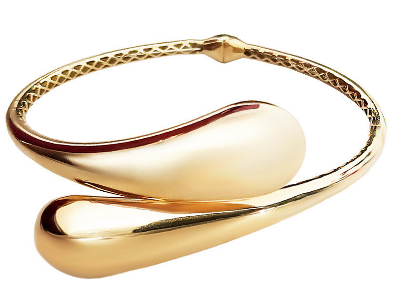 Bransoletka złota 585 sztywna bangle gładkie łezki modne krople