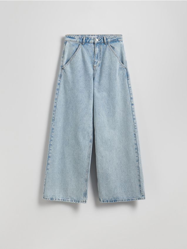 Reserved - Jeansy wide leg - niebieski