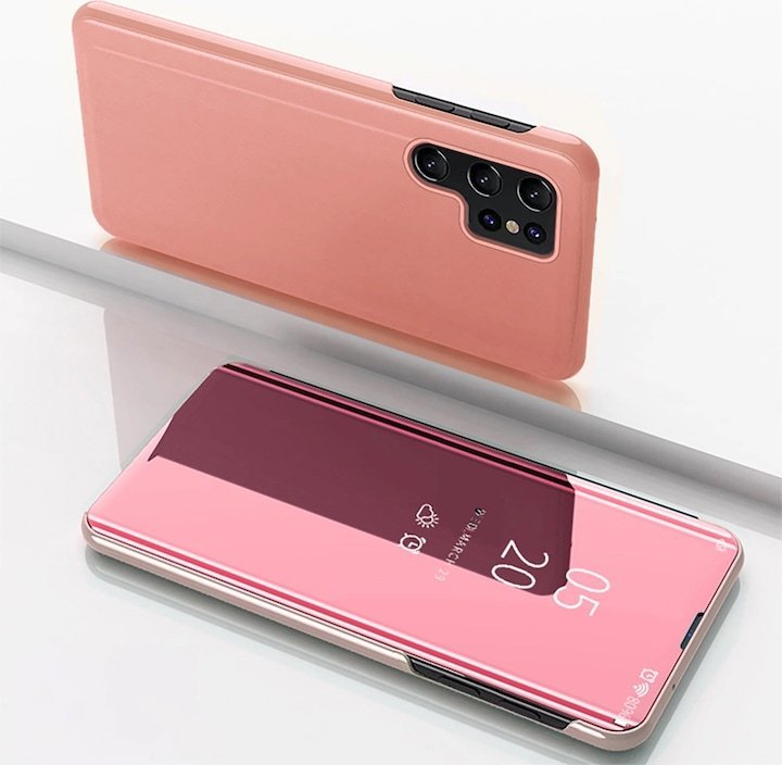 Clear View Case etui do Samsung Galaxy S25 Ultra pokrowiec z klapką - różowe