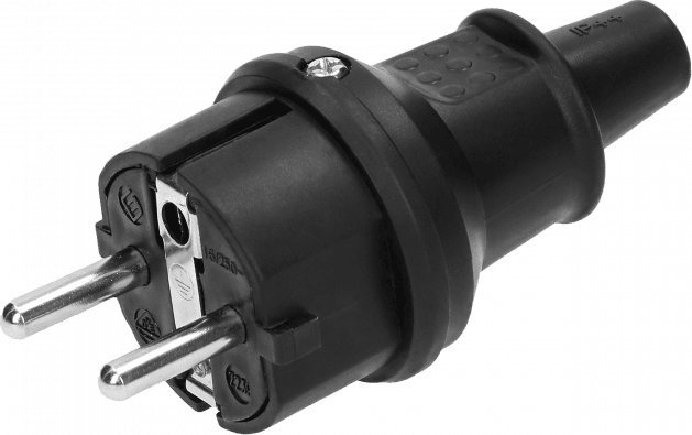 Orno Wtyczka Uni-Schuko mini, czarna, IP44, 16A, 230V, 25 sztuk