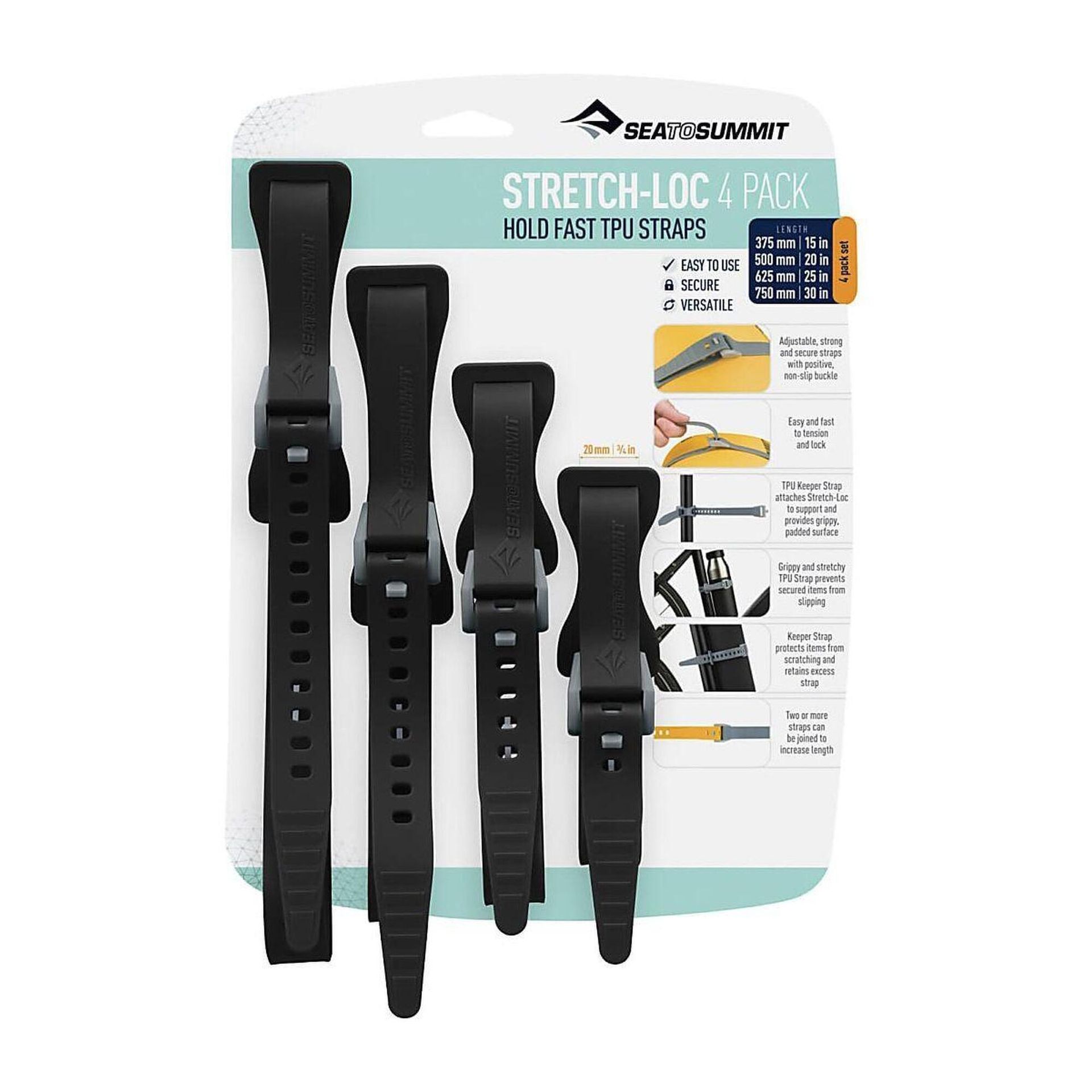 Sea To Summit Stretch-Loc Set 4 Pack 20mm, czarny 2022 Mocowanie bagaży ATD2079-07120121