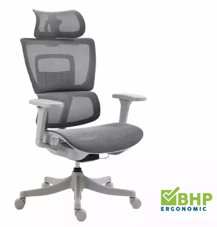 Krzesło biurowe ergonomiczne obrotowe Winner szare siatka