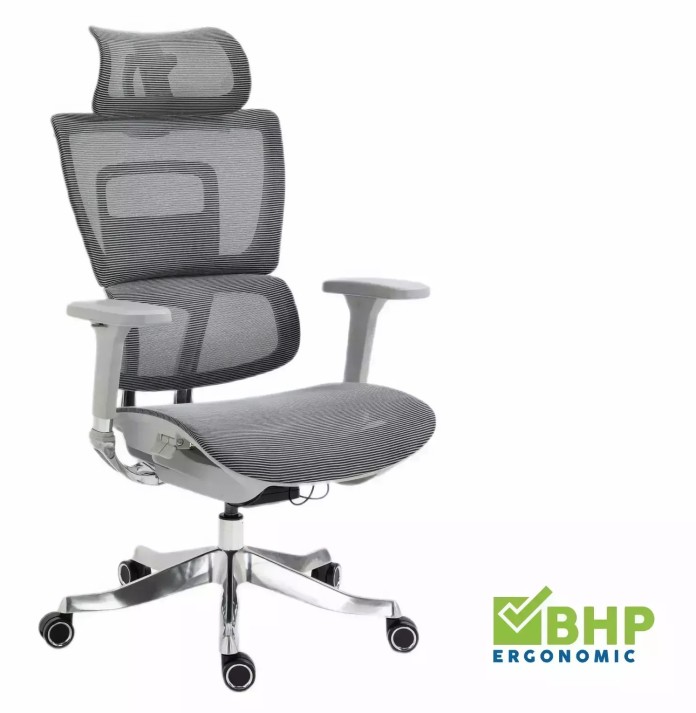 Krzesło biurowe ergonomiczne obrotowe Winner Lux szare siatka