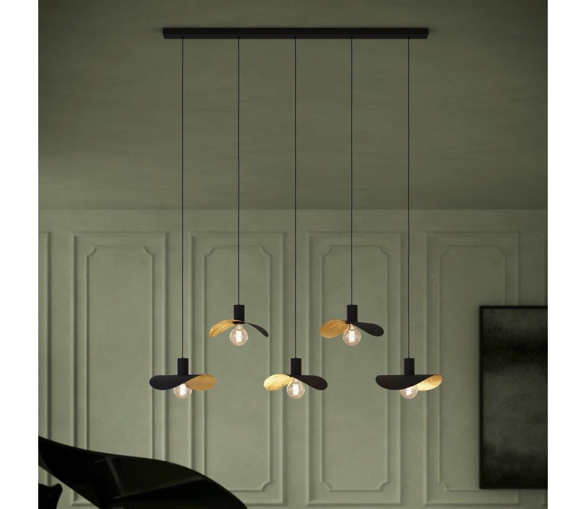 Eglo 390396 - Żyrandol na lince SACEDA 5xE27/40W/230V czarny/złoty