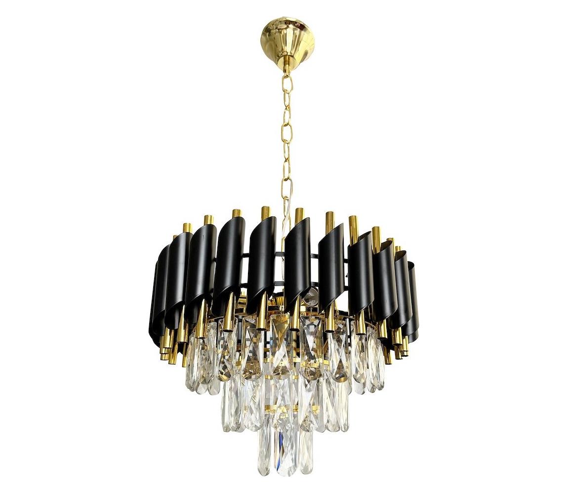 Żyrandol na łańcuchu CRISTAL 5xE14/40W/230V złoty/czarny