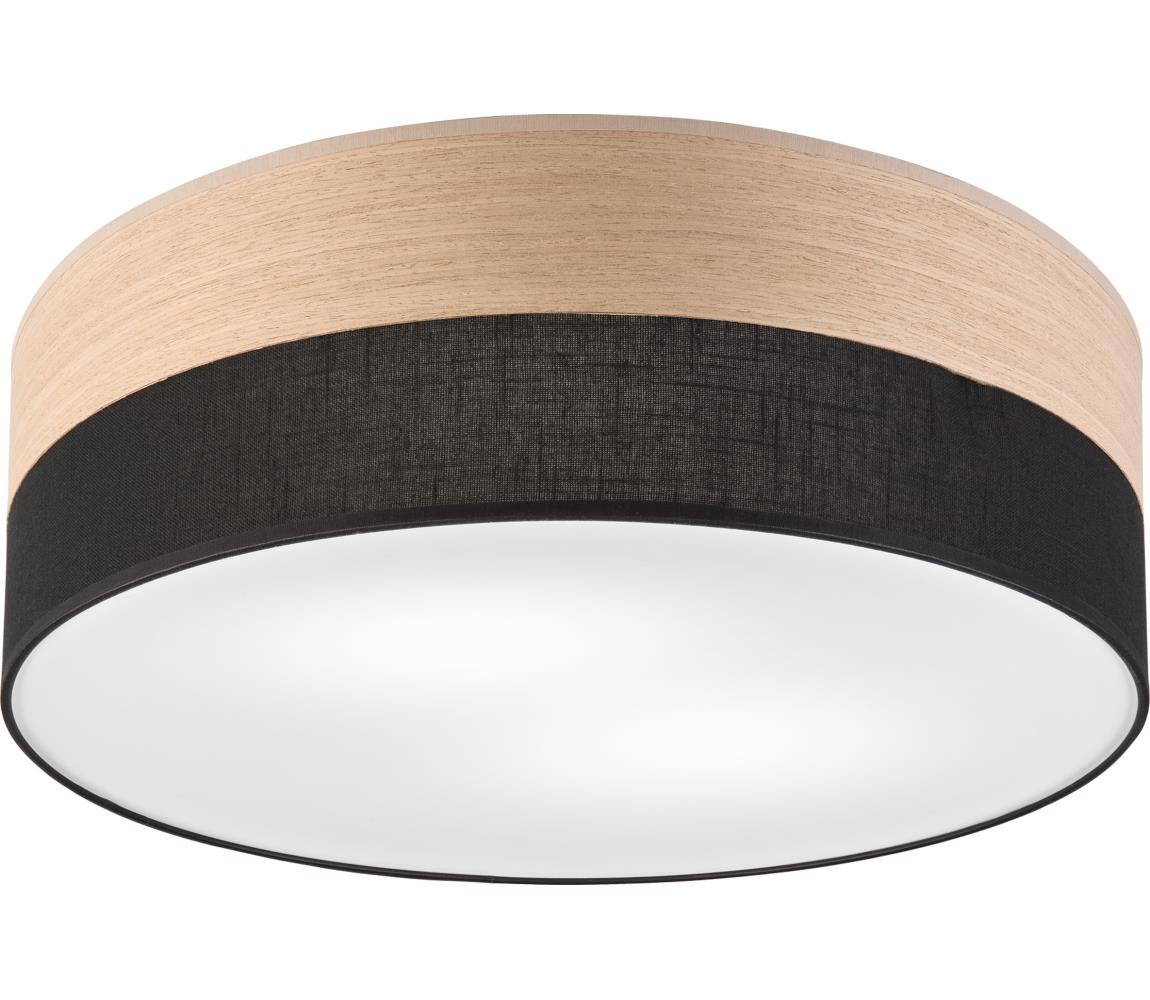 Plafon SIRJA WOOD 2xE27/15W/230V śr. 45 cm czarny/dąb