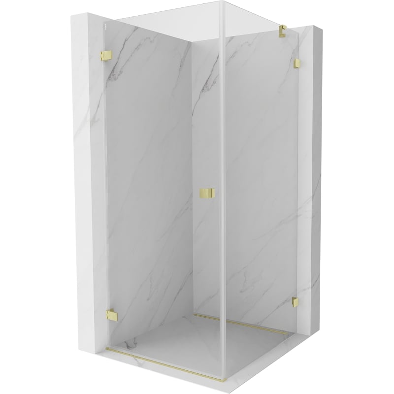 Mexen Lunar-B kabina prysznicowa uchylna lewa 70 x 70 cm, transparent, złota szczotkowana - 832-070-070-55-00-L