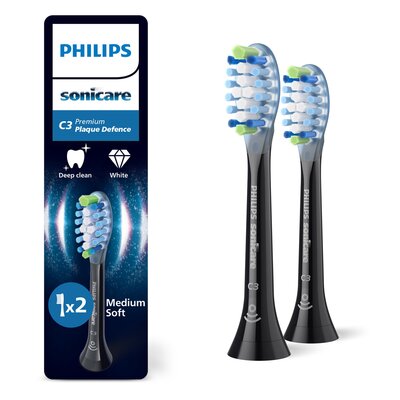 Oryginalne końcówki PHILIPS Sonicare C3 HX9042/88 Średnio miękkie włókna (2 szt.) (Zaawansowane usuwanie płytki bakteryjnej)