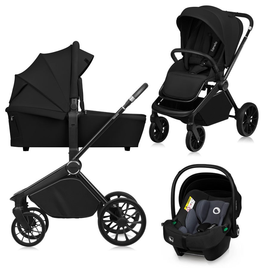 Lionelo, Mika Plus, wózek wielofunkcyjny 3w1, Black Onyx