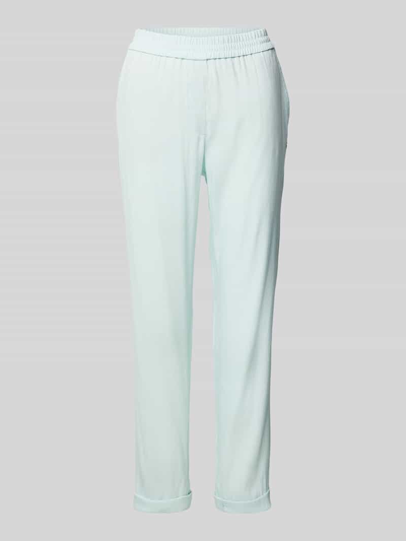 Spodnie lniane o kroju regular fit z elastycznym pasem