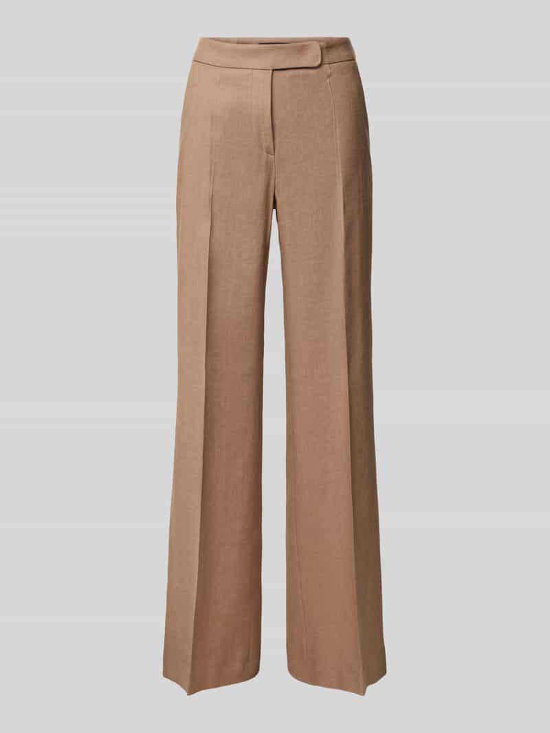 Lniane spodnie o kroju slim fit z kantem